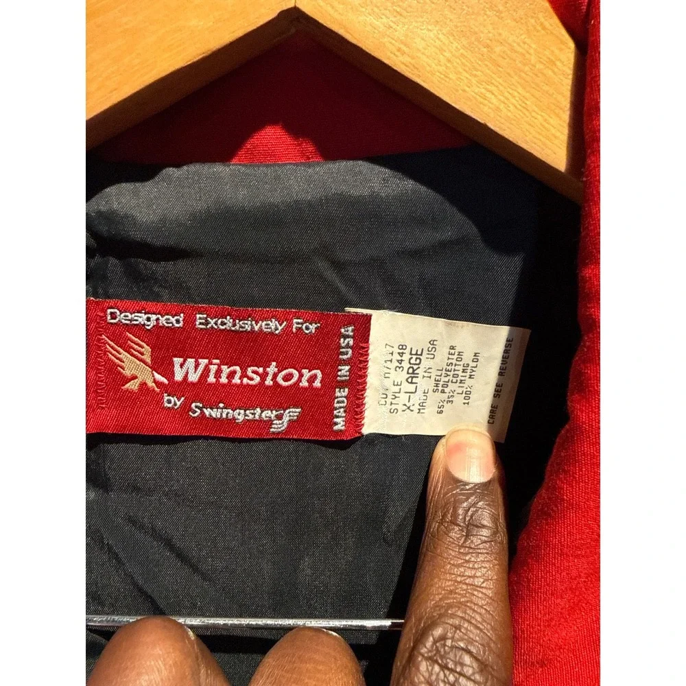 Vintage Winston Racing Team Jacket Swingster Black Red NASCAR Bomber Large XL